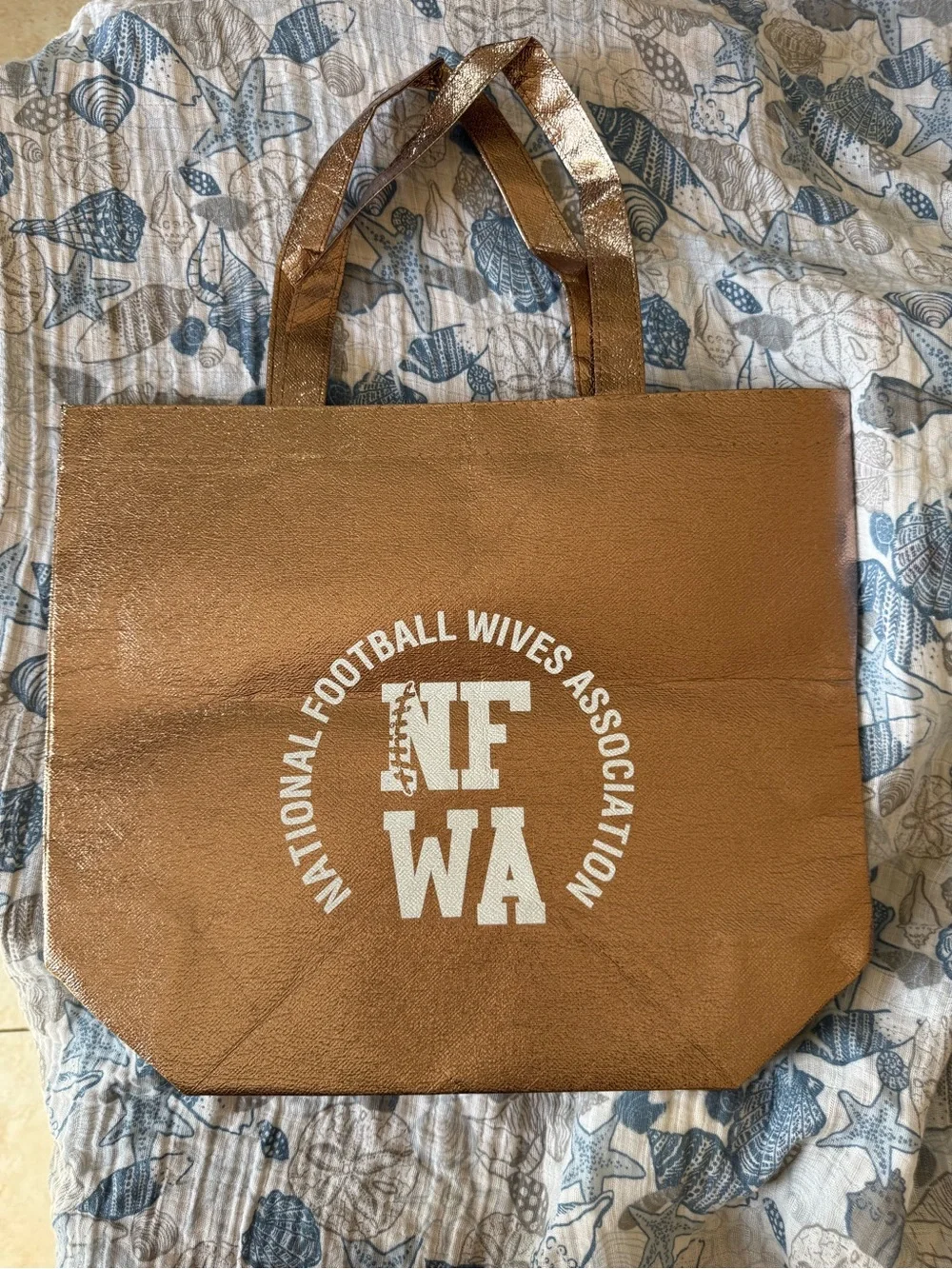National Football Wives Association Metallic Brown Tote Bag